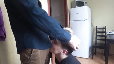 young Russian guy gives mouth to his best friend and cums in his mouth