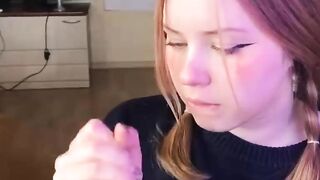 Student Girl Gently Sucks and Loves Cum