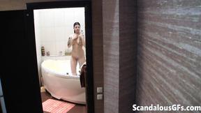 ”Hot teen showering in P-O-V bath tub”