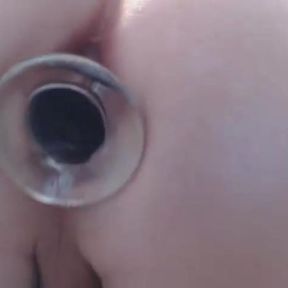 Changing out my buttplug with rock hard stroke and cum