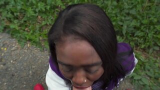 Ebony girl from Colombia is going to take BWC in public