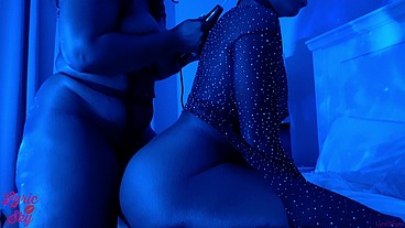 Electrifying Ebony Goddess Violet Wand Play