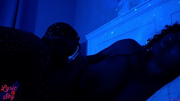 Electrifying Ebony Goddess Violet Wand Play