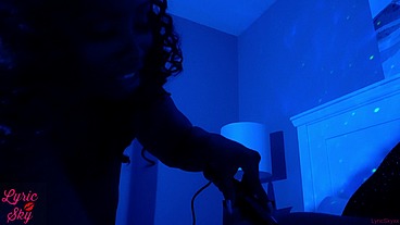 Electrifying Ebony Goddess Violet Wand Play