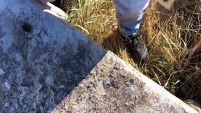 Piss on My Cum on Stone Outdoor