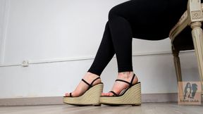 (655) Shoe Collection: Summer Cork Platform Wedge Sandals - Dame Olga (4K)
