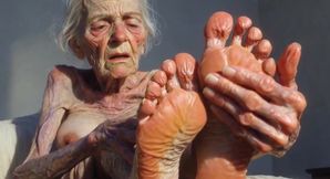 Granny Foot Oil Play - Self Massage Makes Her Horny and Dripping