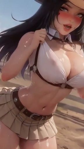 AI-Asian Cowgirl showing her moves   Clip 1