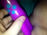 Using a purple vibrator to fuck myself