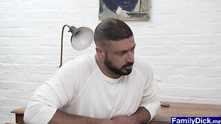 Teen boy rides old man during therapy