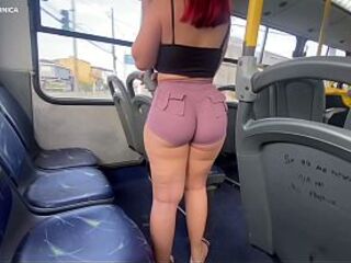 That redhead teased me with her large booty on the bus, and grabbed my cock, that babe's so nasty.
