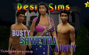 Desi busty Indian Saree aunty Shwetha With two Boys