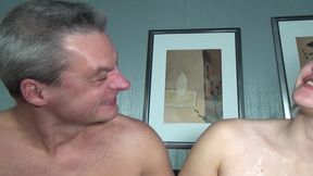 Hot German babe enjoys threesome with bisexual dudes