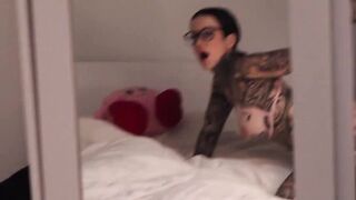 GIGANTIC TIT HUGE BUTT Skinny milf Romantic Gothic GYM Step MILF Metaverse Pornstar Gamer with Animated Tattoos Pink Lace Panties