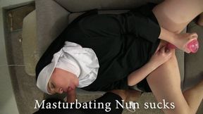 Masturbating Nun Sucks a cock