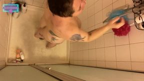 BBW Slut in the Shower Washes her Short Hair