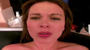 bailey brooks swallows cum after pov blowjob and cowgirl