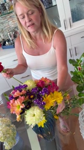Soaking my Yoga Pants While Flower Arranging and Masturbating
