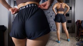 Pawg MILF Teasing Her Ass In Sports Under Armor Shorts