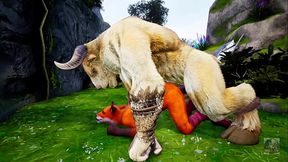 Minotaur fuck furry Foxy Girl and Tiger Girl in the rain - Wild Sin