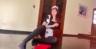 My new maid is a young redhead who is eager to please my cock when she is finished cleaning