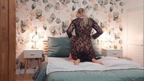 Beautiful blonde mature posing and sex games