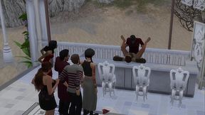 Busty anime bride turns wedding afterparty into wild sex party