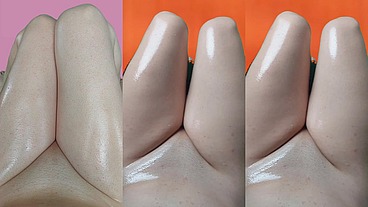 Spraying Oil on a Very Pretty Pure Cute Dick Sweet Soft Legs Masturbating with Thighs