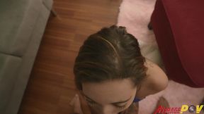 hot gf katie kingerie sucks off bf for big facial