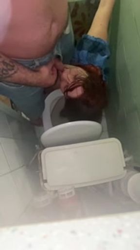 She occupied the toilet and was roughly used as a toilet and pissed over and into mouth then fucked