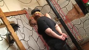 Lezdom woman punishing her masked slave