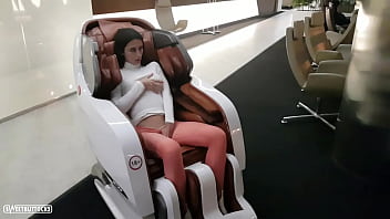 Masturbating in the massage chair at the airport