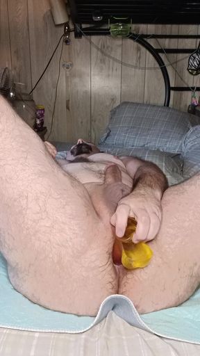 Playing with My Red and Yellow Two Tone Dildo