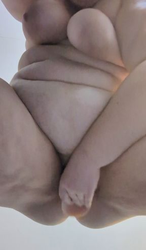 Jiggling BBW Pig Fucks a Dildo with Tits Swinging