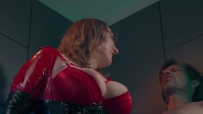 MILF Teasingly Masturbates Him Vigorously with Her Gloved Hand, Ruins His Orgasm Harshly Forbids Him Fr Coming. Hand Over Mouth