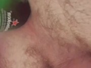 Horny Teen gapes Asshole underwater with beerbottle