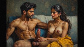 Husband caught wife with his Best friend and let&#039;s him to bang her and watches his wife taking his cock deep inside her mouth