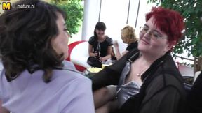 Mature lesbians having group sex party