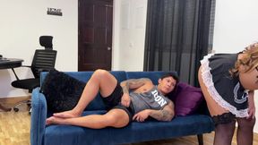 Stepsister Preforms Maid Service on Stepbrothers Cock