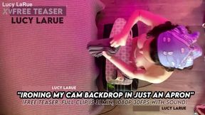 `Ironing My Cam Backdrop in Just an Apron`