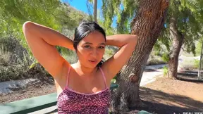 Sizzling Brunette Ophelia Purr Uses Her Natural Tits & Hot Ass For Insane Blowjob