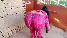 Indian Girl Cleaning Floor