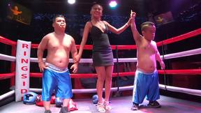 ”Midget boxing fight & fucking the Asian ring babe afterwards at home”