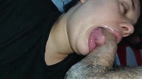 COCK DOMINATRIX, she smacks her big lips to the bottom of the cuckold&#039;s destroyed cock