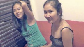 Two Asian cuties gang-bang a huge Caucasian cock&#x1F346; in steamy Filipino foursome escapade.