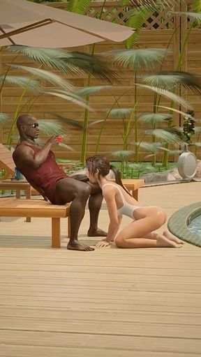I'm a Cuckold, My Wife Sucks a Big Black Cock by the Pool on the Beach