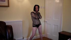 G-string and Fishnet Body Stocking Tease