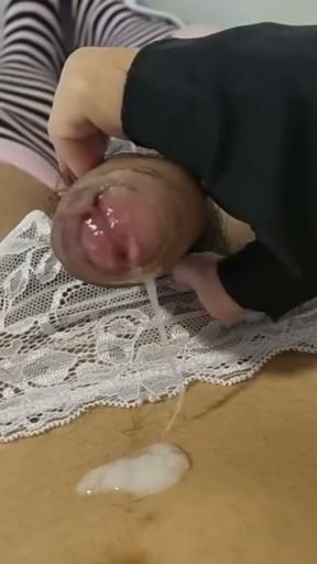 Sissy Femboy Cumming A Huge Load on Her Mommys Panties   Clip 2