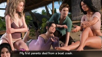 Sexy MILF & Daughter explore island with their hot teen friend in a wild game