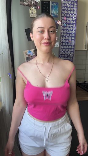 Amateur big-titted onlyfan shows off her tits